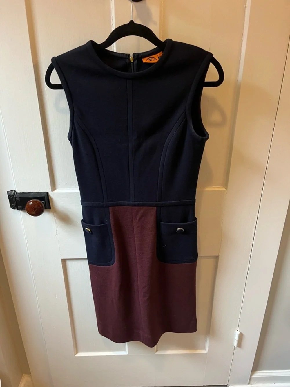 TORY BURCH Brianna Wool Blend Color Block Sleeveless Dress XS